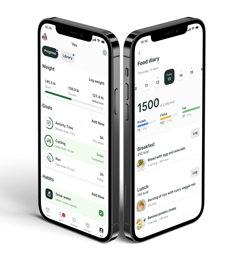 A mockup of the coaching app showcasing the features.